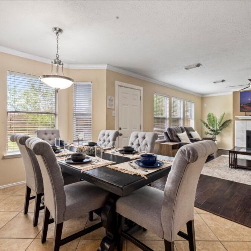Dining area is conveniently close to the kitchen.