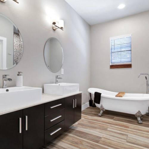 Primary bathroom is fully stocked with all you need. Makeup pads and q-tips included.
