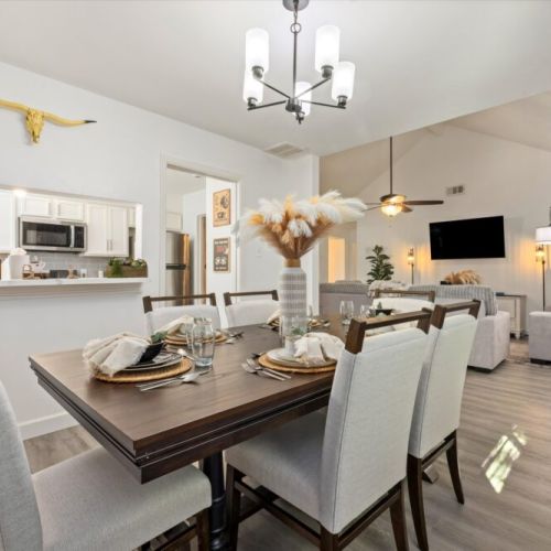 Dining area is conveniently close to the kitchen.