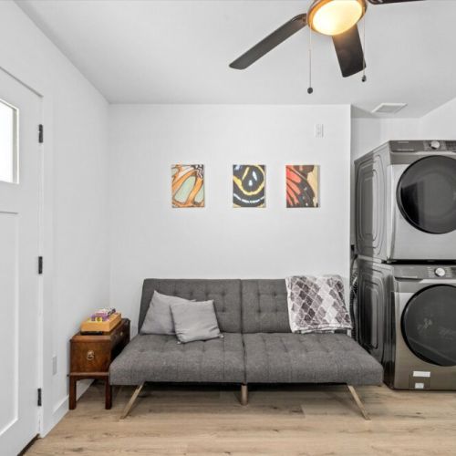 Fully-equipped laundry area.