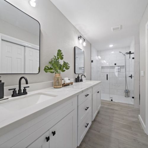 Primary bathroom is fully stocked with all you need. Makeup pads and q-tips included.