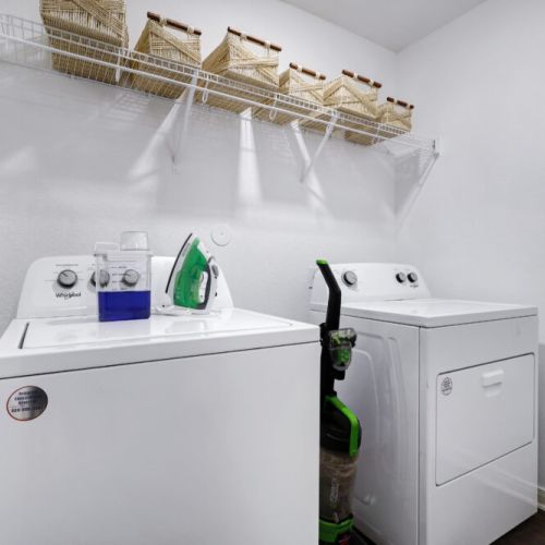Fully-equipped laundry room.
