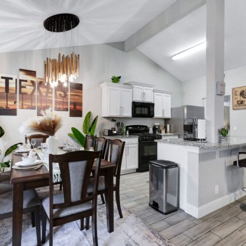 Dining area is conveniently close to the kitchen.