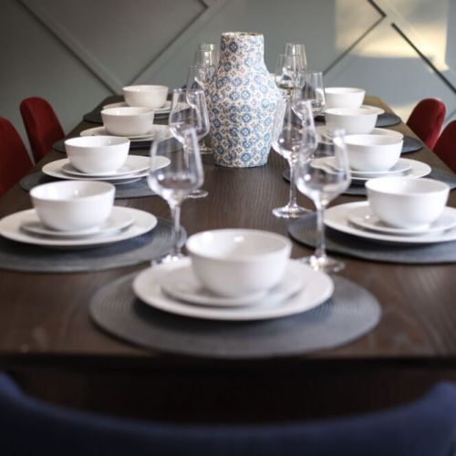 Plates and wine glasses!