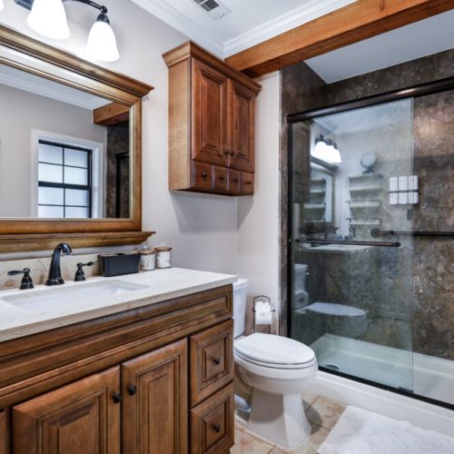 Elegant walk-in shower with a touch of luxury.