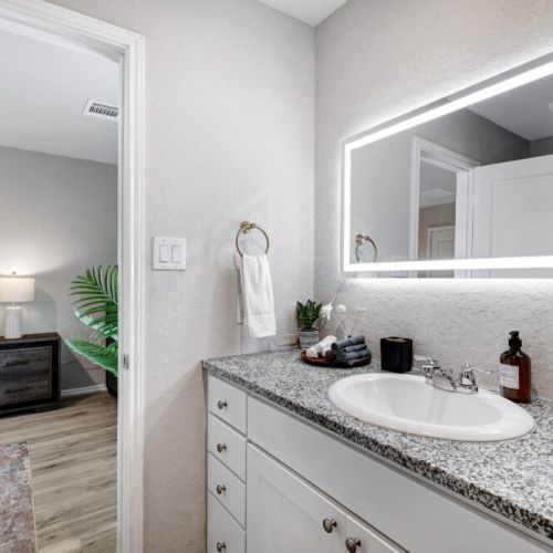 With a large led mirror.