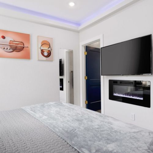 Smat TV and electric fireplace included.