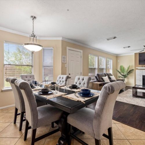 Dining area is conveniently close to the kitchen.