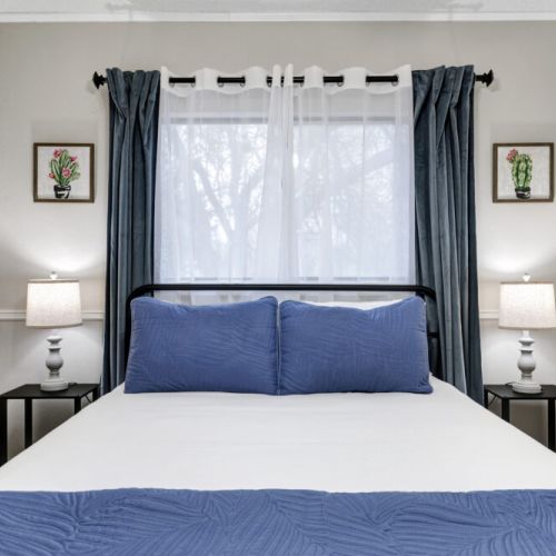 Adorned with soft, high-quality linens.