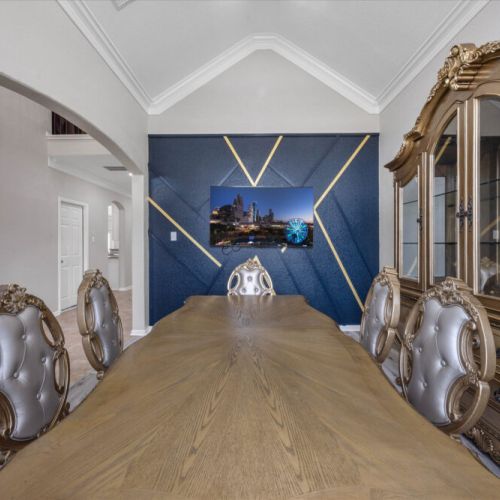 Gather the whole family for dinner, with the TV ready for entertainment and shared moments.