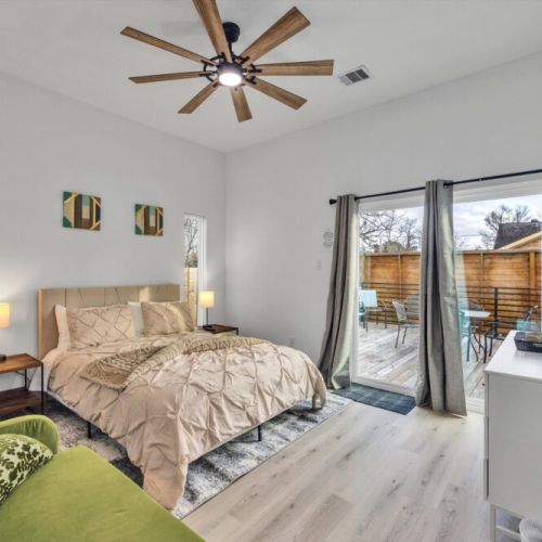 With a beautiful view and direct access to the deck.