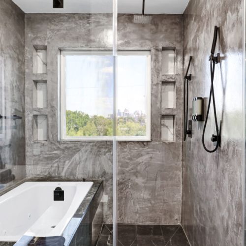 Gorgeous views from spa-like walk in shower/bath room