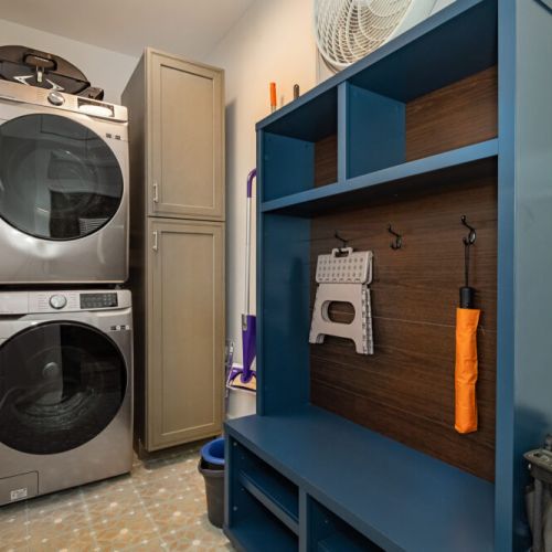Fully-equipped laundry room.