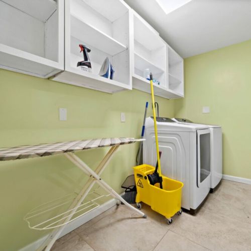Fully-equipped laundry room.