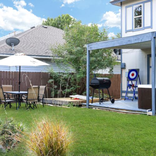 Savor the joy of cooking alfresco with our charcoal grill, creating delicious meals while enjoying quality moments with your family and friends. Plus, we include a cornhole set!
