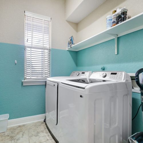 Fully-equipped laundry room.