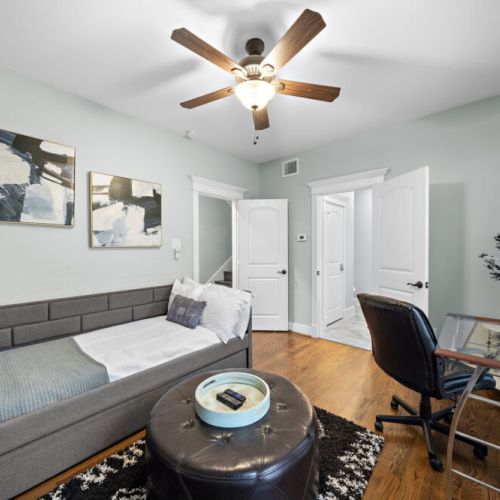 3rd bedroom with twin day bed with trundle. Desk and comfortable chair included.