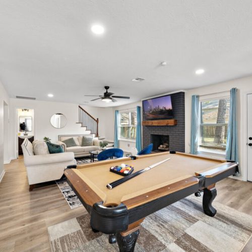 Includes pool, air hockey, ping pong tables and poker set!