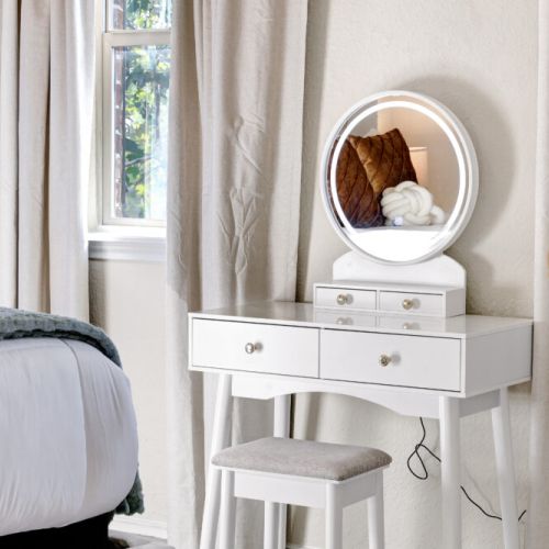 Makeup vanity included.