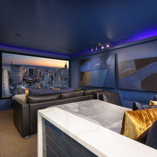 Both couches in the movie theater pull out into beds for even more sleeping