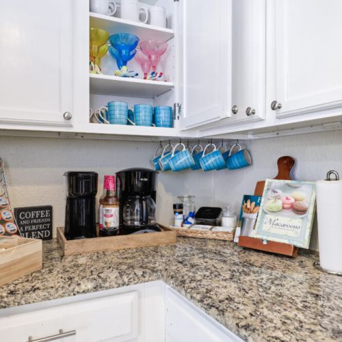 Keurig coffee machine + drip coffee machine with complimentary coffee, coffee pods, decaf, tea, sugar, cream, and sweetener