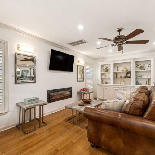 Cozy up around the electric fireplace for relaxed evenings.