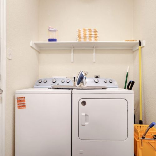 Fully-equipped laundry room.