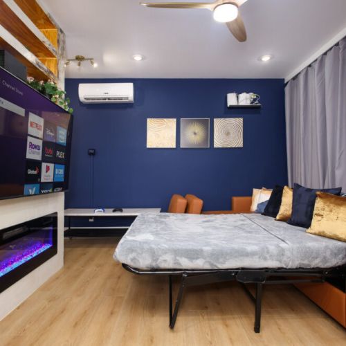 This cozy sofa easily transforms into a comfortable bed, perfect for overnight guests or impromptu movie marathons