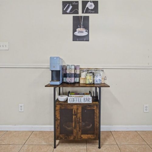 Coffee bar includes a Drip coffee machine with complimentary coffee, decaf, tea, sugar and cream