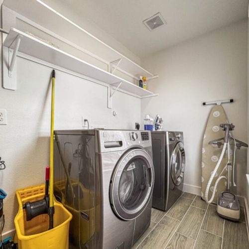 Fully-equipped laundry room.