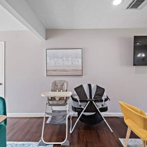 Highchair and bassinet included for your family convenience.