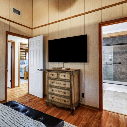 Attached bathroom included.