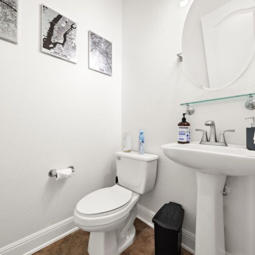Half bath in the living room for maximum convenience.