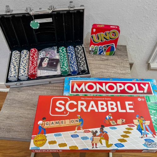Board games and poker set to keep your friends and family entertained.