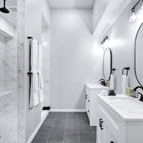 Primary bathroom is fully stock with all you need. Makeup pads and q-tips included.