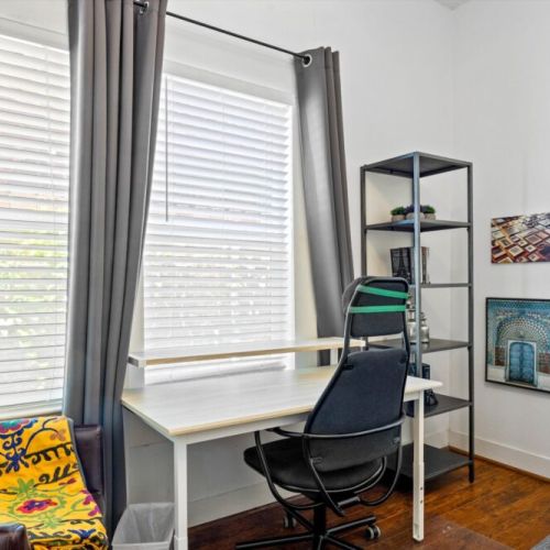 Our second workspace, thoughtfully equipped with an ergonomic chair.