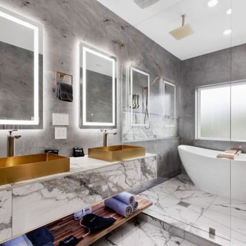 Primary bathroom is fully stocked with all you need. Makeup pads and q-tips included.