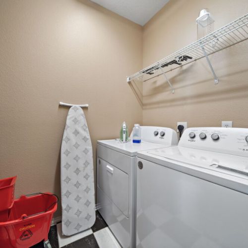 Fully-equipped laundry room.