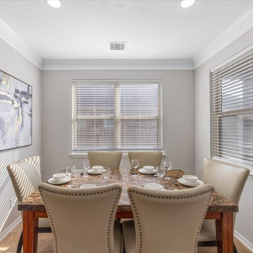 Enjoy a dining area full of natural light.