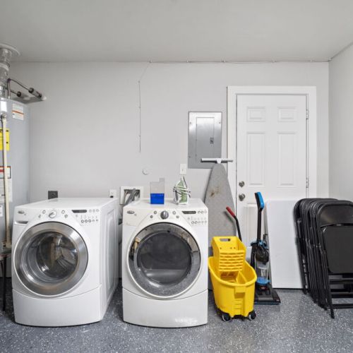 Fully-equipped laundry room.