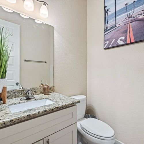 Half bath for maximum convenience.