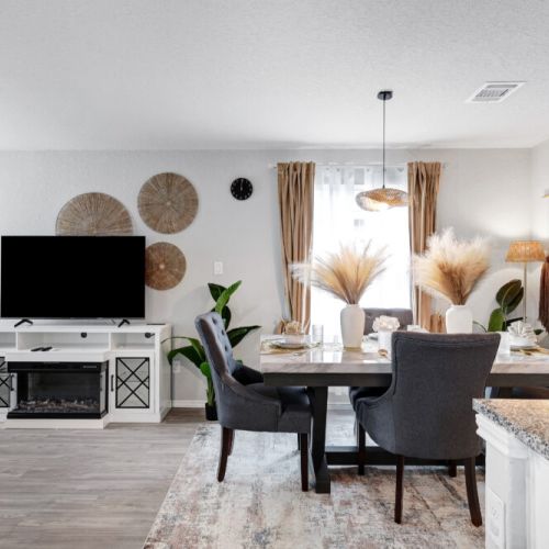 Dining table conveniently close to the living room.
