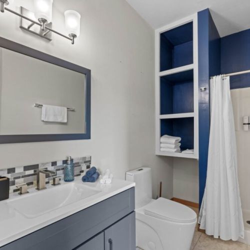 2nd full bathroom is fully stocked with all you need. Makeup pads and q-tips included.
